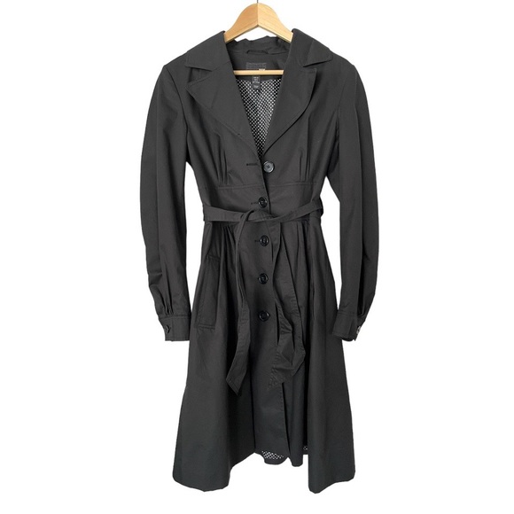 H&M Lined Trench Coat w Pleated Detail & Belt - Picture 2 of 11